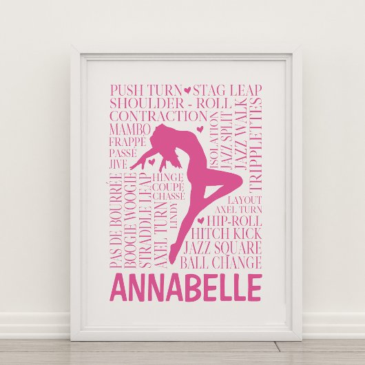 Jazz Word Cloud Hot Pink Wall Art Poster
