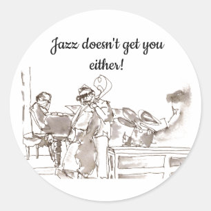 jazzband kunst Jazz krijgt je ook niet Ronde Sticker