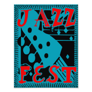 JazzFest gitaar, bewerk tekst Foto Afdruk