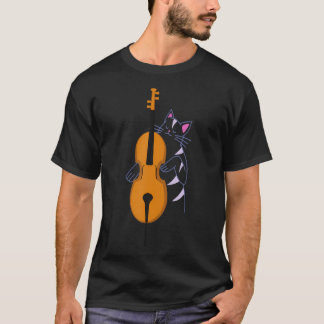 Jazzkat die coole staande bas speelt t-shirt