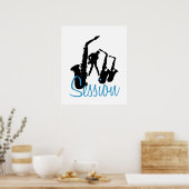 Jazzman Black Silhouette Jazz Session Poster blanc (Cuisine)