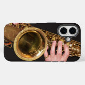 Jazzman die Gold Saxophone foto speelt Case-Mate iPhone Case (Achterkant (horizontaal))
