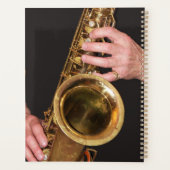 Jazzman die Gold Saxophone foto speelt Planner (Achterkant)