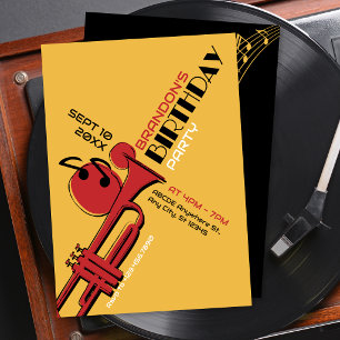 Jazzmuziek trompet verjaardag kaart