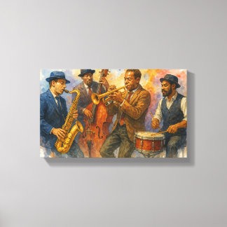 Jazzmuzikanten Canvas Afdruk