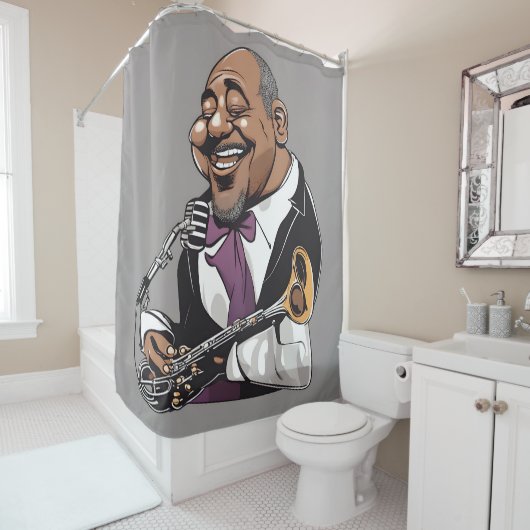 jazzmuzikanten douchegordijn (In situ)