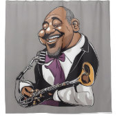jazzmuzikanten douchegordijn (Voorkant)