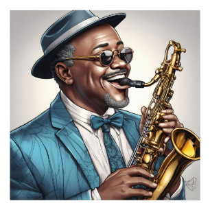 jazzmuzikanten foto afdruk