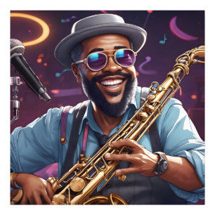 jazzmuzikanten foto afdruk