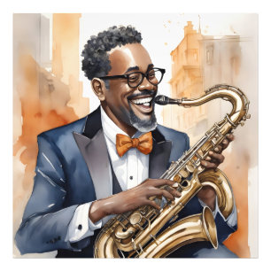 jazzmuzikanten foto afdruk