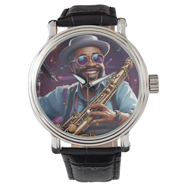 jazzmuzikanten horloge (Voorkant)