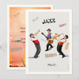 Jazzmuzikanten Retro Muziek Blues Feest ART Schild Kaart