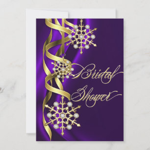 Jazzy Bijoux Snowflakes Purple & Gold Invitation