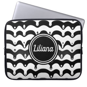 Jazzy Black en White Smelting Zebra Stripes Laptop Sleeve