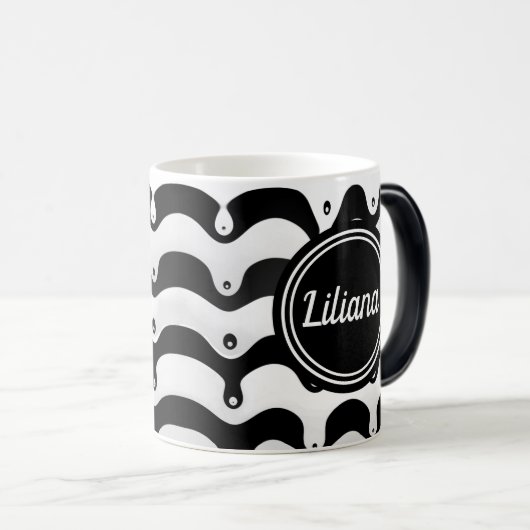 Jazzy Black en White Smelting Zebra Stripes Magische Mok (Voorkant rechts)