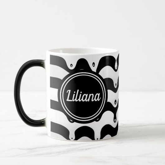 Jazzy Black en White Smelting Zebra Stripes Magische Mok (Links)