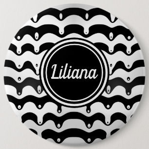 Jazzy Black en White Smelting Zebra Stripes Ronde Button 6,0 Cm