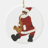 Jazzy Black Kerstkerstversiering Keramisch Ornament (Achterkant)