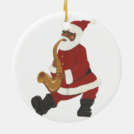 Jazzy Black Kerstkerstversiering Keramisch Ornament (Achterkant)
