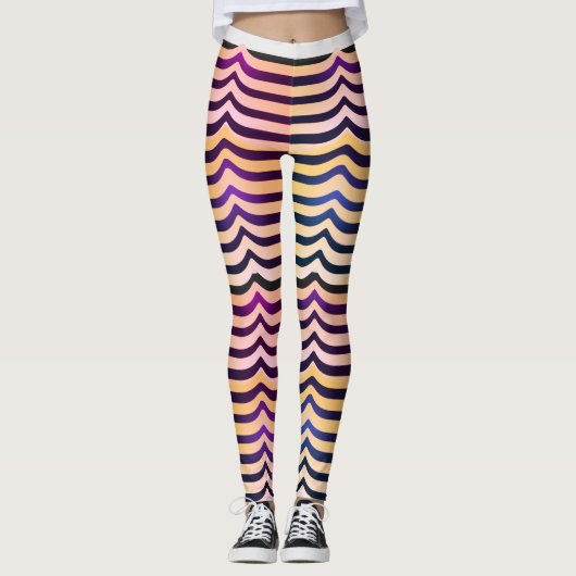 Jazzy Black & White Trippy op Art Stripey Pattern Leggings (Voorkant)