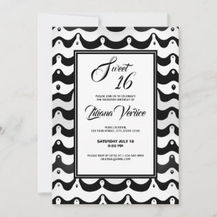 Jazzy Black & White Wavy Zebra Stripes Kaart