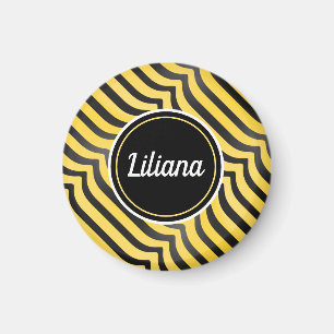 Jazzy Cute Black en Yellow Striped Bumblebee Magneet