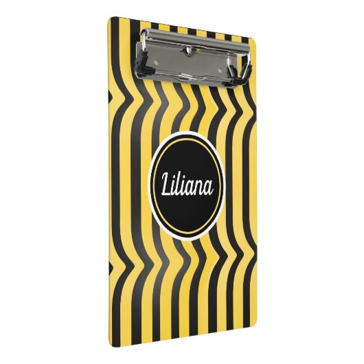 Jazzy Cute Black en Yellow Striped Bumblebee Mini Klembord (Schuin)