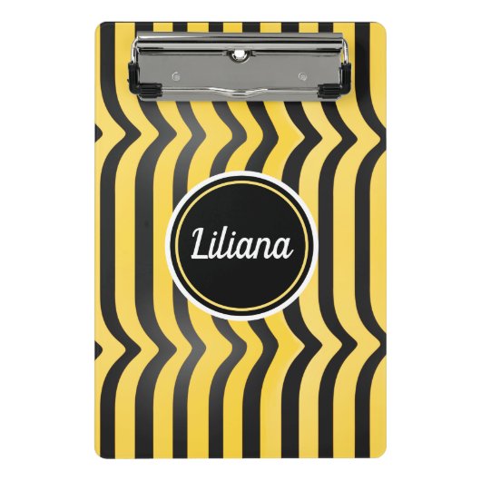 Jazzy Cute Black en Yellow Striped Bumblebee Mini Klembord (Voorkant)