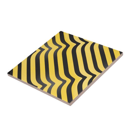 Jazzy Cute Black en Yellow Striped Bumblebee Tegeltje (Zijkant)