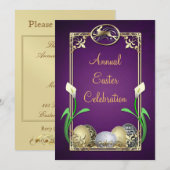 Jazzy Dashing Bunny Paarse Pasen Kaart (Voorkant / Achterkant)