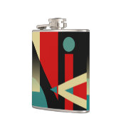 Jazzy Geometric Pattern | blauwgroen zwart beige Heupfles (Links)