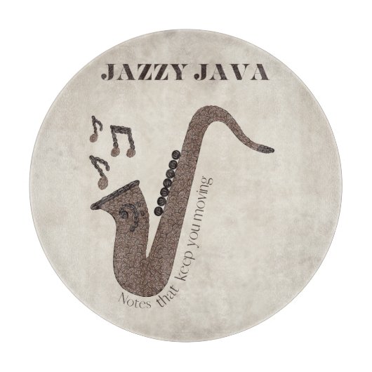 Jazzy Java-Coffee Beans-Saxofoon- Snijplank (Voorkant)
