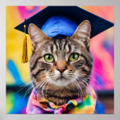 Jazzy Kat afstudeerder pet Poster (Voorkant)