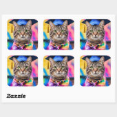 Jazzy Kat afstudeerder pet Vierkante Sticker (Vel)