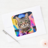 Jazzy Kat afstudeerder pet Vierkante Sticker (Envelop)