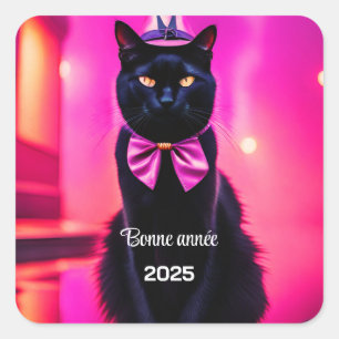 Jazzy Kat - Bonne année Vierkante Sticker