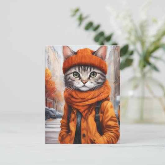 Jazzy Kat - Oktober Vibes Feestdagenkaart (Staand voorkant)