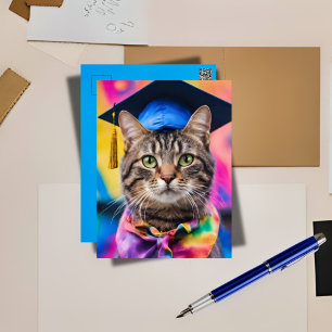 Jazzy Kitty afstudeerhoed Feestdagenkaart