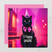 Jazzy Kitty - Gelukkig 2024 Feestdagenkaart (Voorkant / Achterkant)