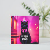 Jazzy Kitty - Gelukkig 2024 Feestdagenkaart (Staand voorkant)