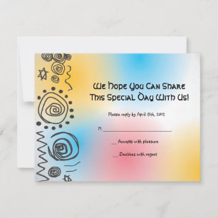 Jazzy Musical Bar Bat Mitzvah nodigt de antwoordka RSVP Kaartje