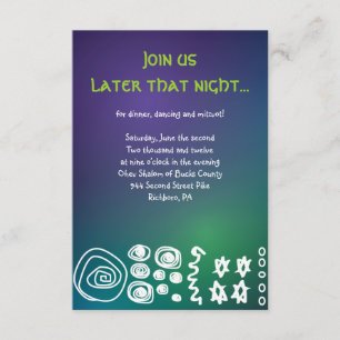Jazzy Musical Bar Bat Mitzvah Party Reception Card Informatiekaartje