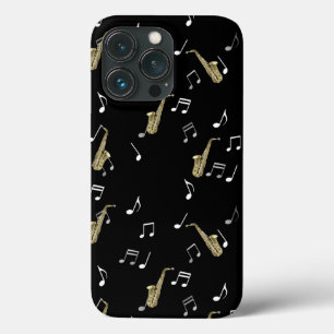 Jazzy Saxophone en Musical Notes iPhone 13 Pro Hoesje