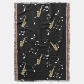 Jazzy Saxophone en Musical Notes Deken (Voorkant Verticaal)