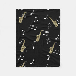 Jazzy Saxophone en Musical Notes Fleece Deken