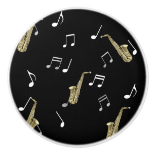 Jazzy Saxophone en Musical Notes Keramische Knop