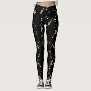 Jazzy Saxophone en Musical Notes Leggings