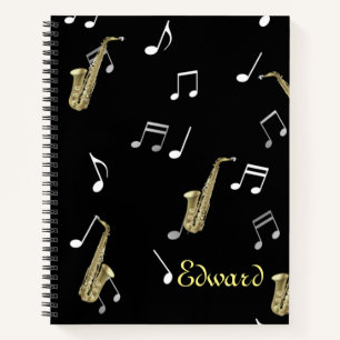 Jazzy Saxophone en Musical Notes Notitieboek