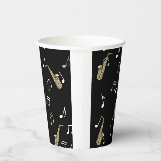Jazzy Saxophone en Musical Notes  Papieren Bekers (Rechts)