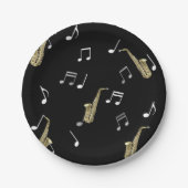 Jazzy Saxophone en Musical Notes  Papieren Bordje (Voorkant)